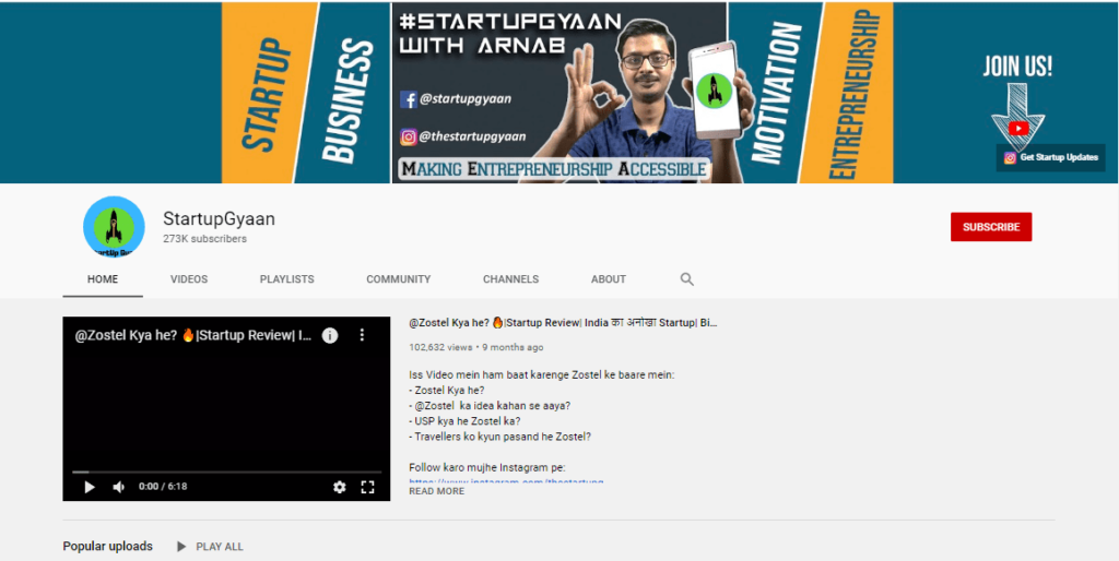 Startup Gyan YouTube Channel