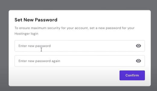 Hostinger Account Password Set Kare