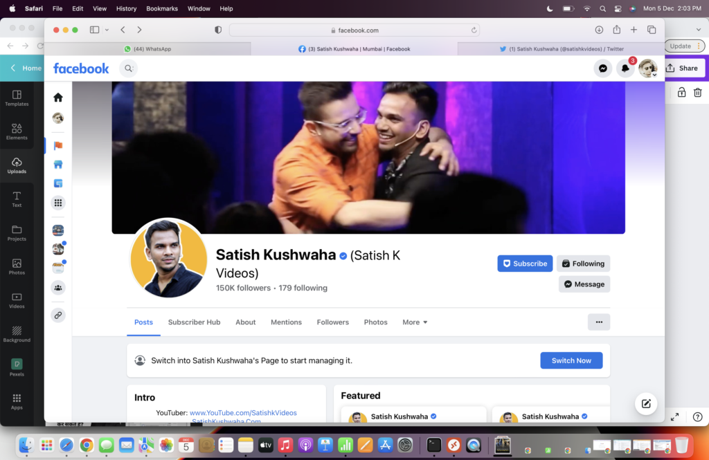 Satish K Videos Facebook Account