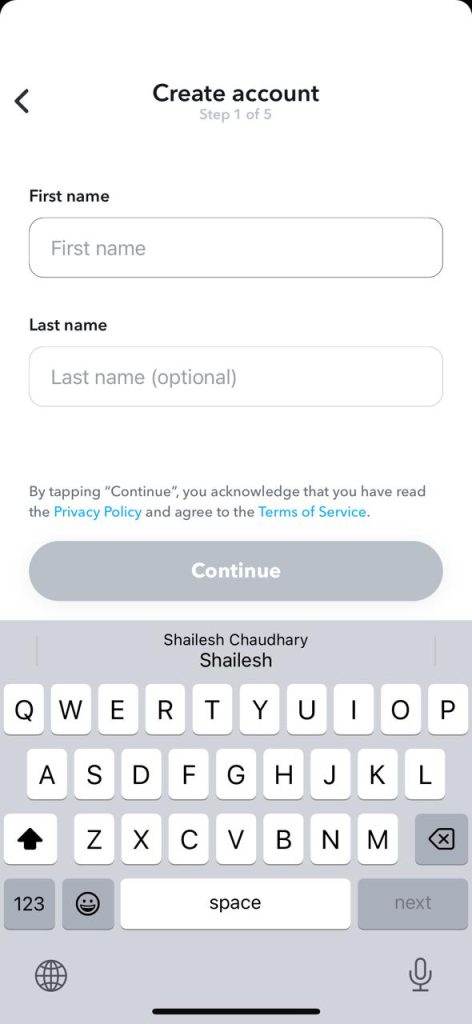 create a account snapchat